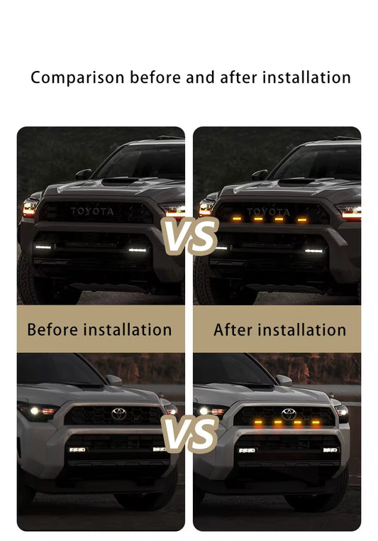 4pieces Suitable for 2025 Toyota 4Runner TRD/ TRD PRO Car Grille Light Led Daytime Running Lights Yellow White Warning Light