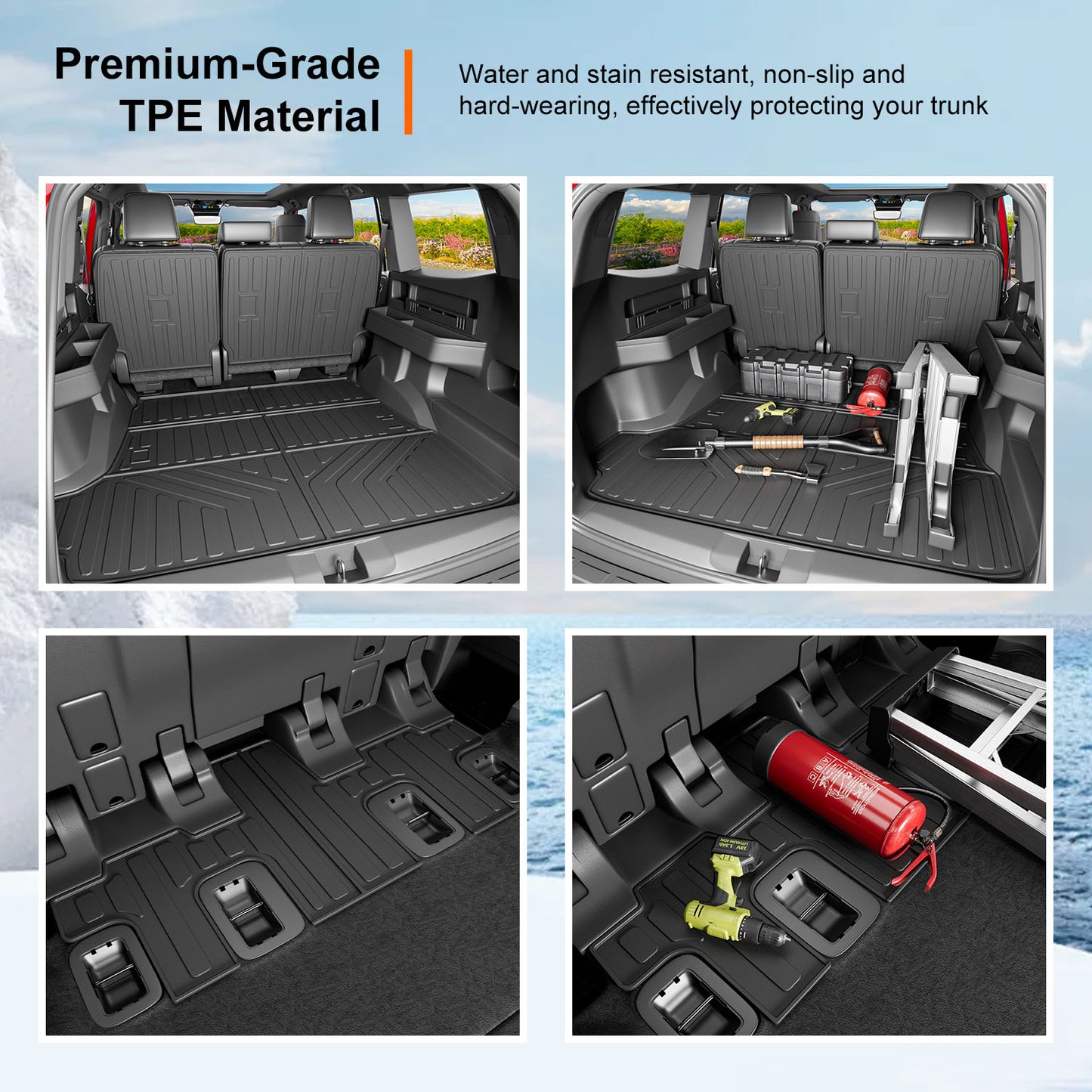 Rear Backrest Mat Cargo Liner Floor Mat Door Sill Protector 2nd Row Under Mat for 2025 Toyota 4Runner TPE