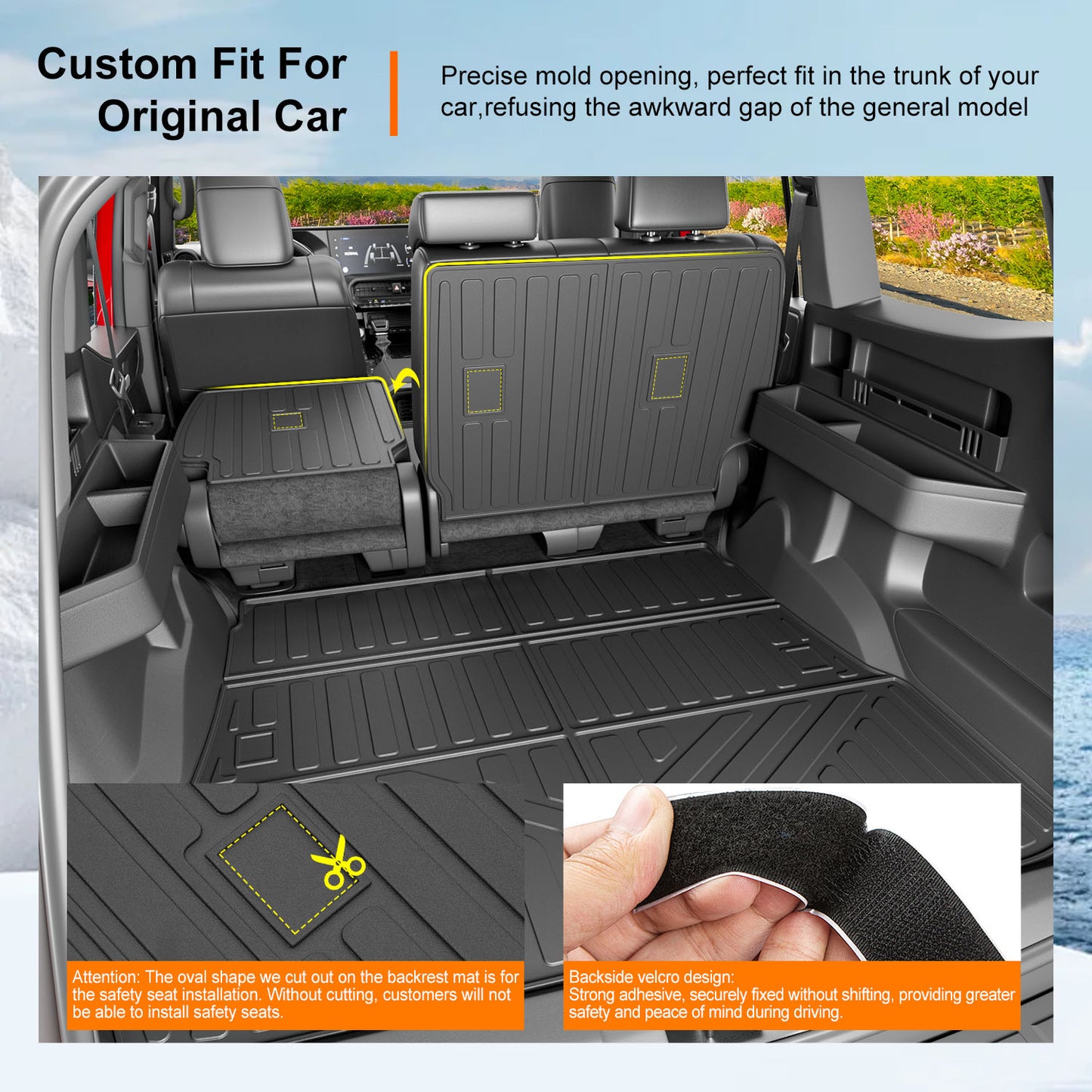 Rear Backrest Mat Cargo Liner Floor Mat Door Sill Protector 2nd Row Under Mat for 2025 Toyota 4Runner TPE